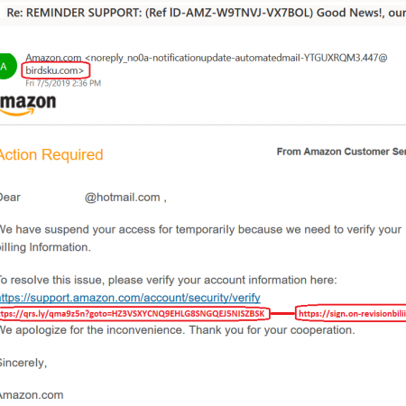 Pagina falsa pentru Amazon - furt date de logare pe pagina