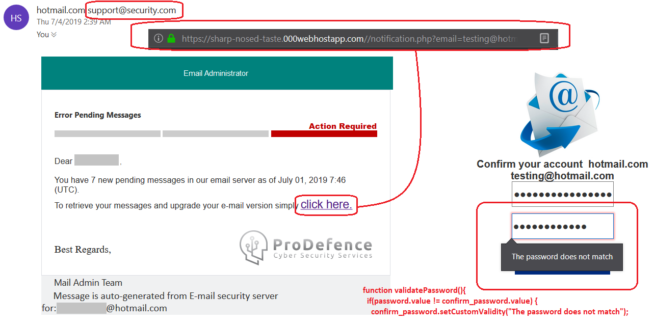 pagina falsa Hotmail - furta date de logare email