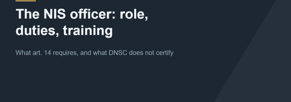 The NIS officer under Romanian law, duties and training