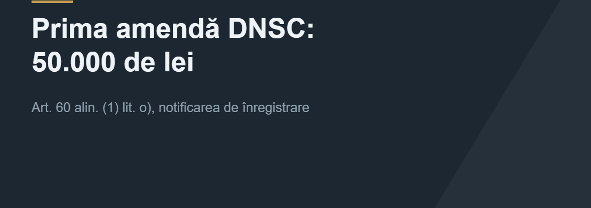 Prima amendă DNSC pe OUG nr. 155/2024, 50.000 de lei pentru neînregistrare