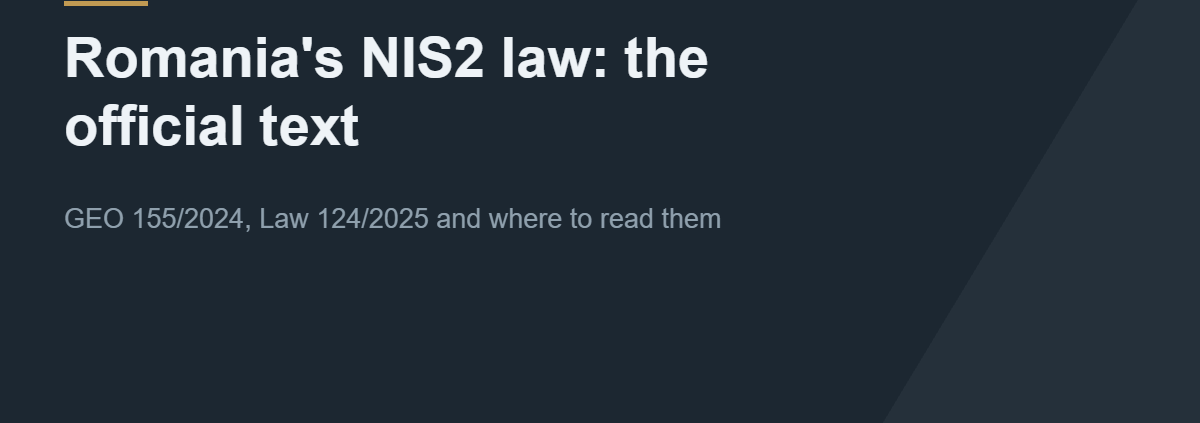 Where to find the official text of Romania's NIS2 law