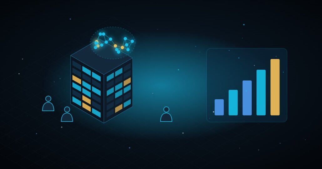 Illustration: organisation, artificial intelligence network and growing capacity