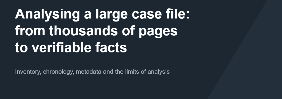 Analysing a large case file: from thousands of pages to verifiable facts