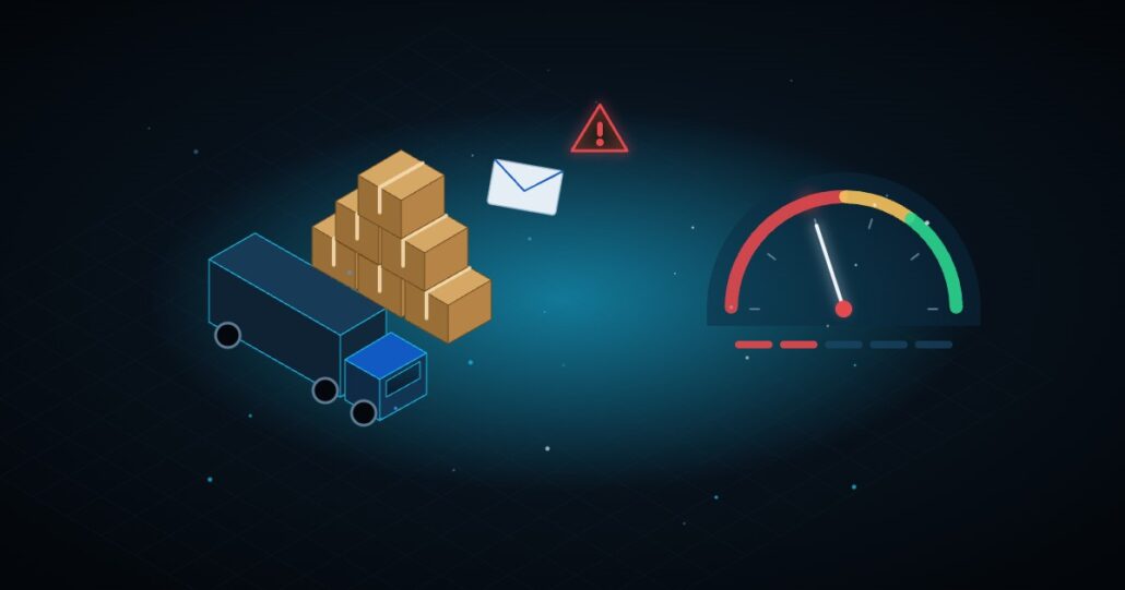 Illustration: parcels, courier van and DNSC score gauge