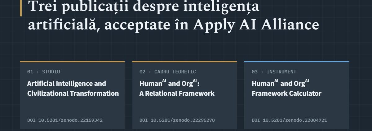 Trei publicații despre inteligența artificială acceptate în Apply AI Alliance a Comisiei Europene