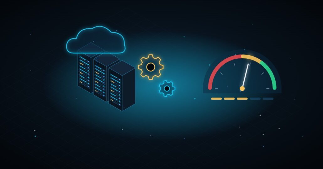 Illustration: servers, cloud, automation and DNSC score gauge